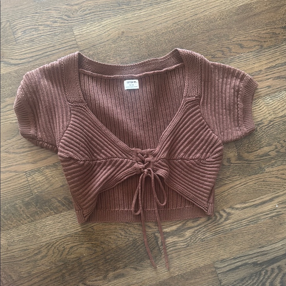 Women's Ribbed Knit Top in Brown